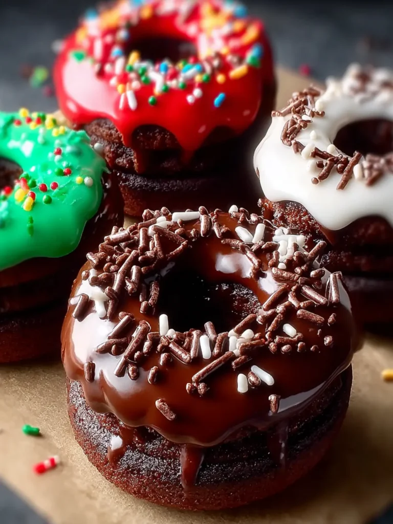 Mini Double Chocolate Cake Donuts First Image