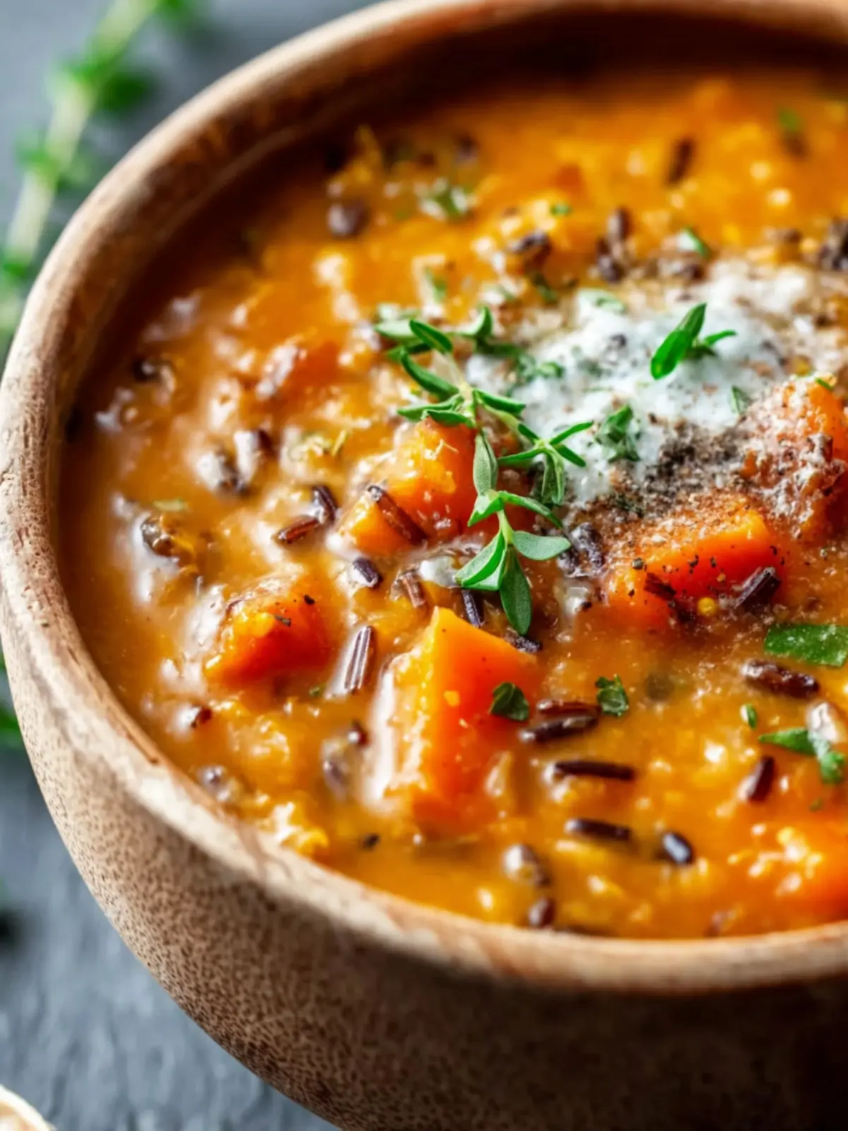 Vegan Pumpkin Wild Rice Soup First Image