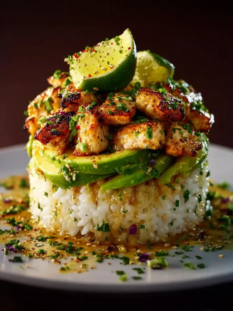 Honey Lime Chicken Avocado Rice Stack First Image