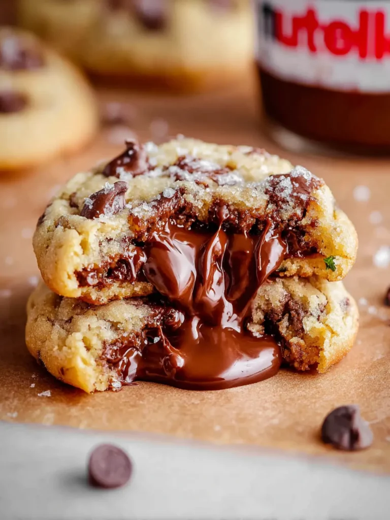 Nutella Stuffed Chocolate Chip Cookies First Image