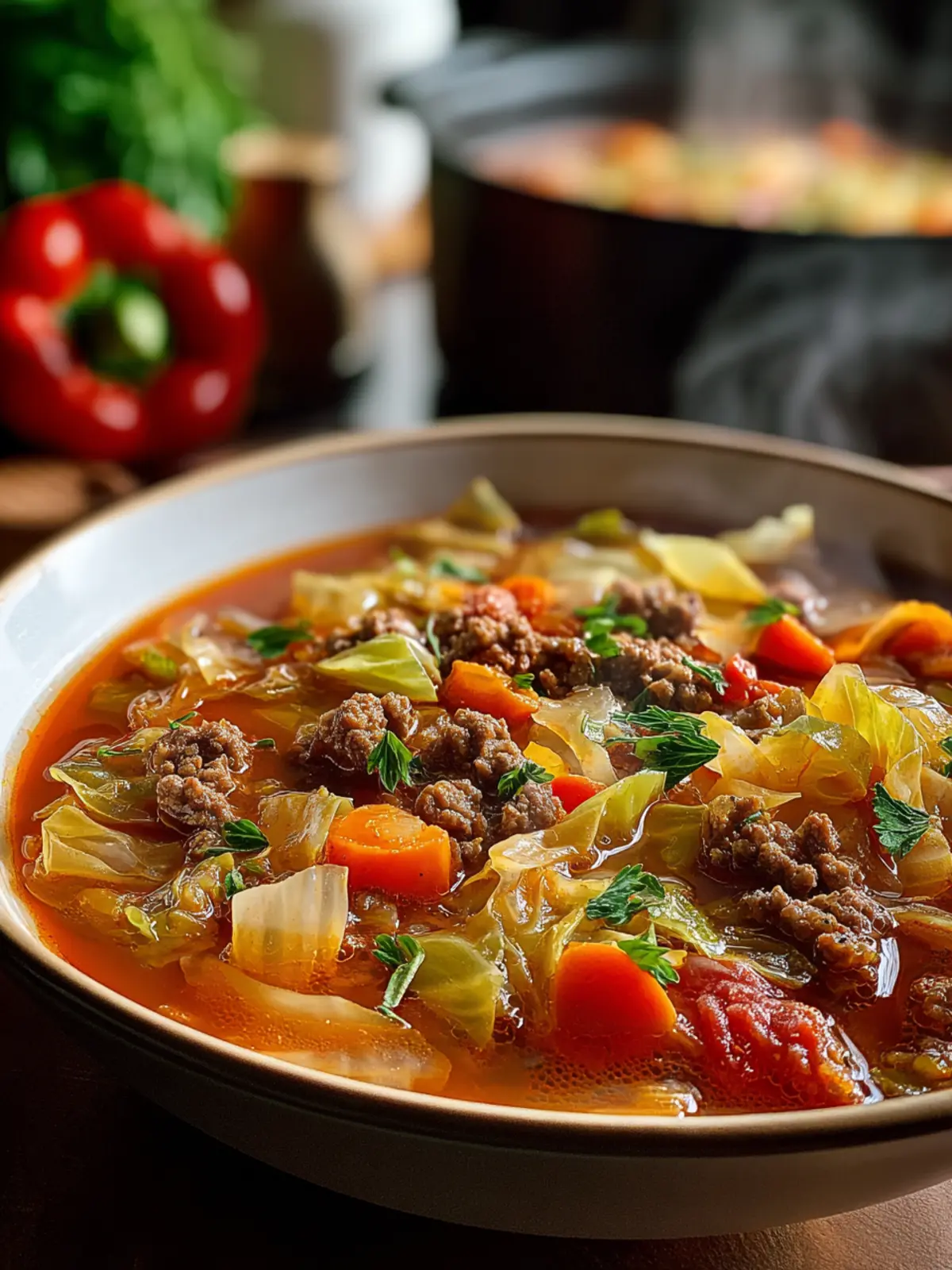 Hearty Cabbage Soup: Comforting Beefy Goodness in Every Bowl