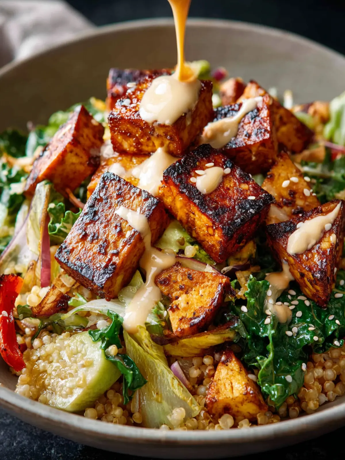 BBQ Tofu Bowls with Honey Mustard Vinaigrette First Image