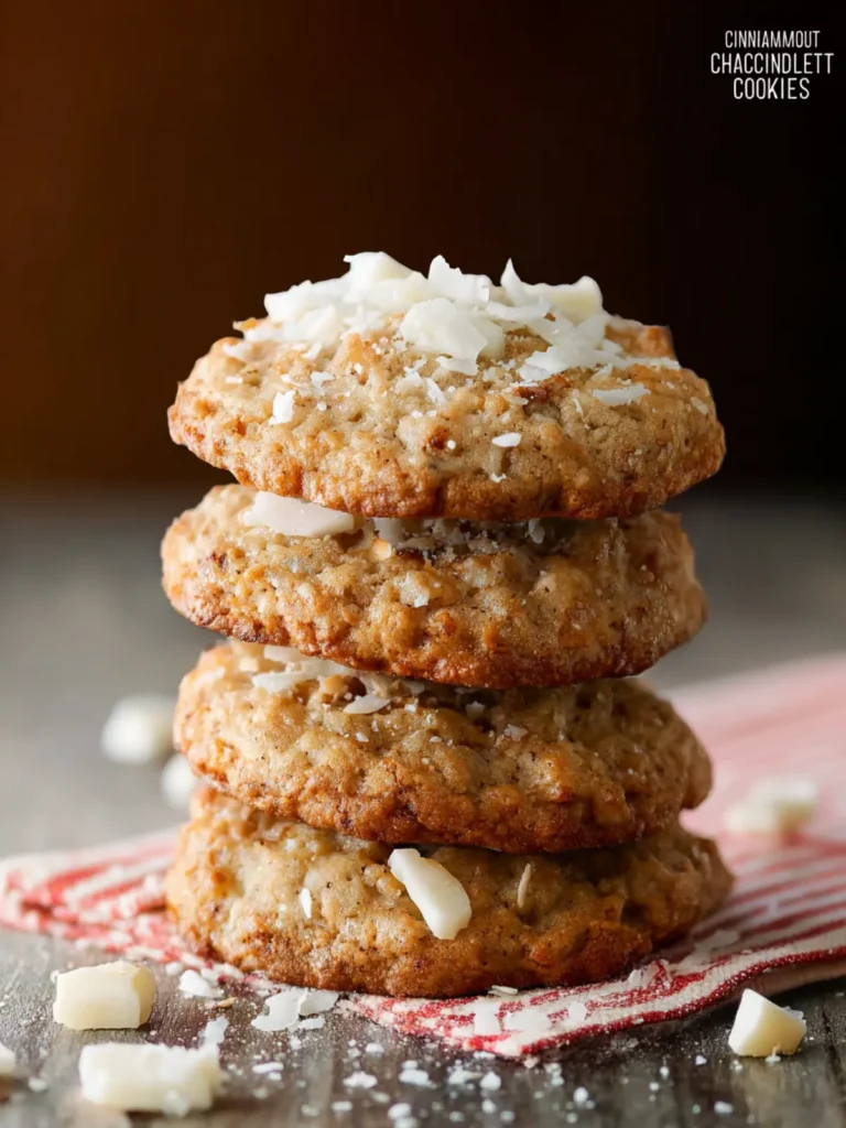Cinnamon, White Chocolate, and Coconut Oatmeal Cookies First Image