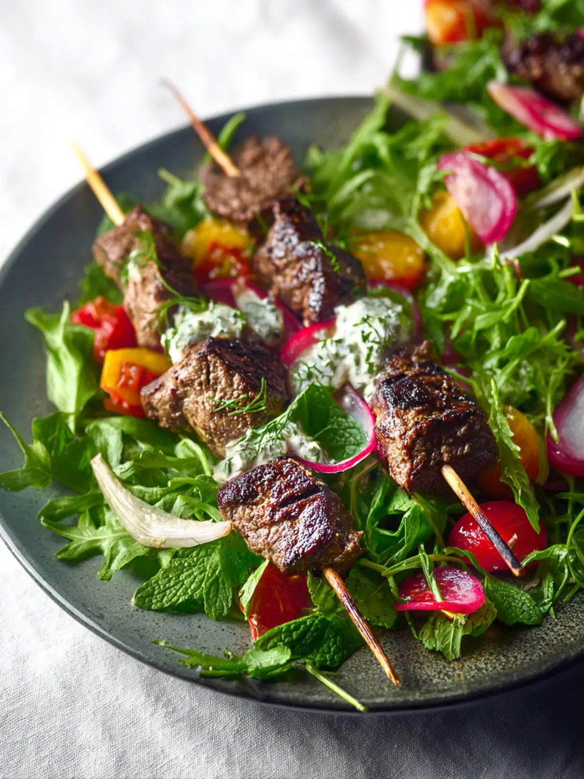 Grilled Lamb Kebabs with Herb Salad First Image
