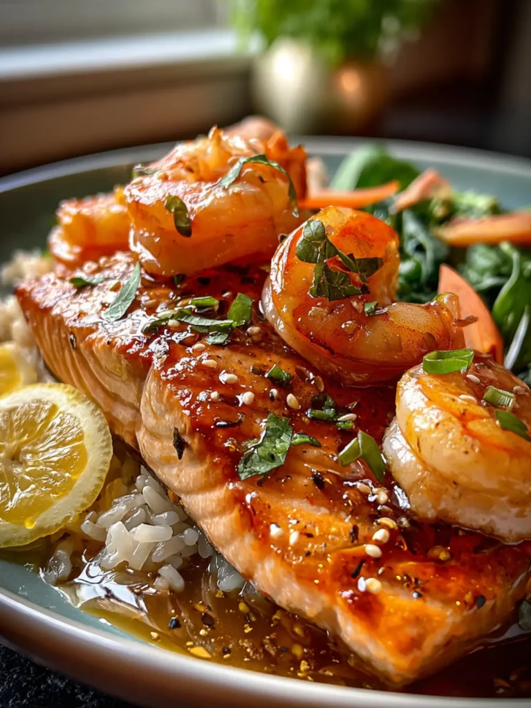 Honey Garlic Salmon & Shrimp Recipe First Image