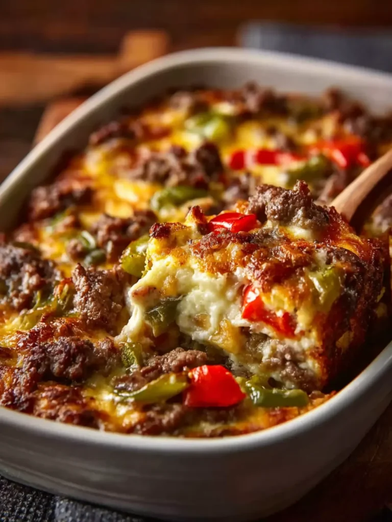 Low Carb Philly Cheesesteak Casserole First Image