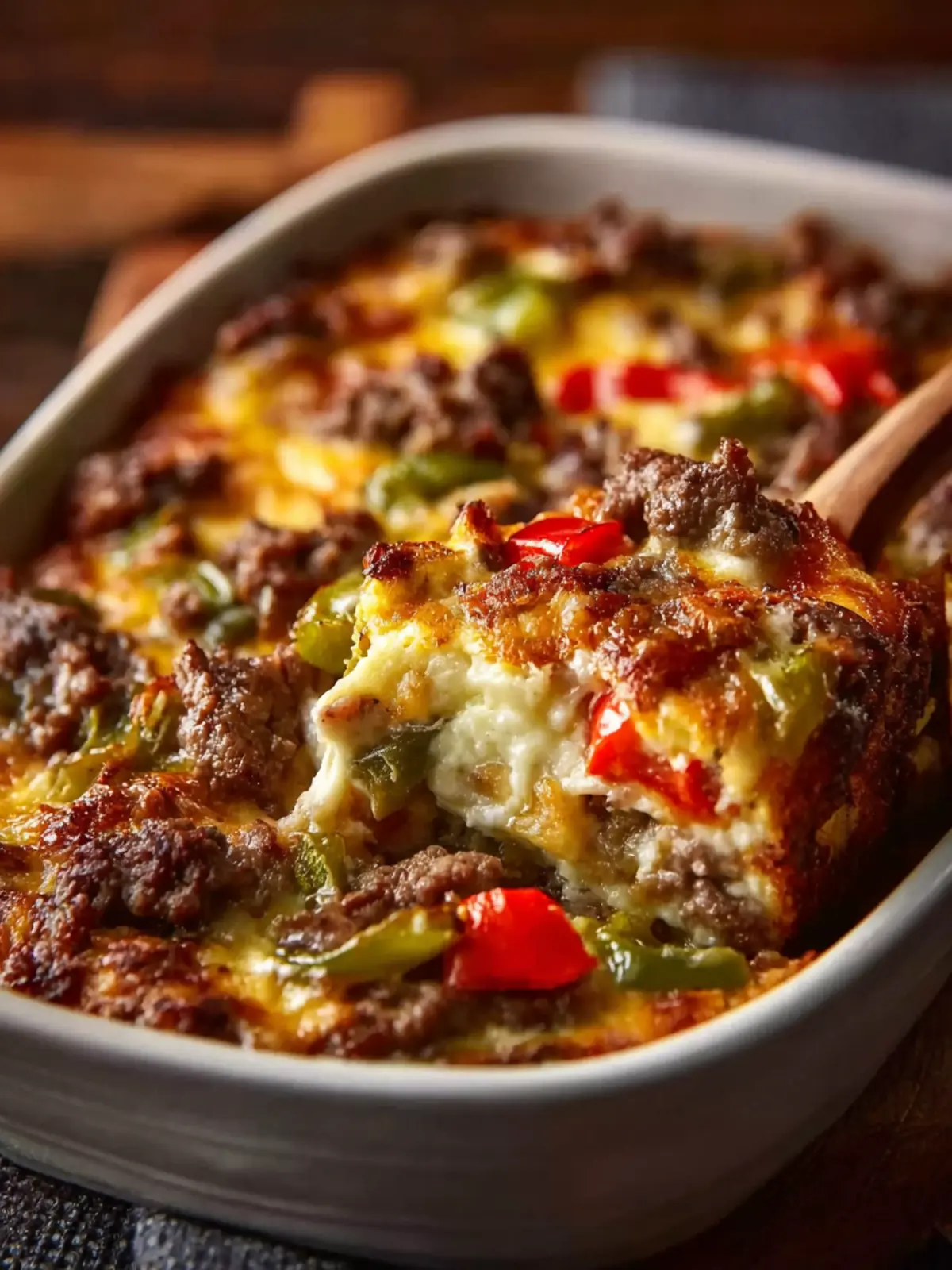 Low Carb Philly Cheesesteak Casserole First Image
