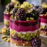 Pistachio Blackberry Cheesecake Towers Recipe First Image