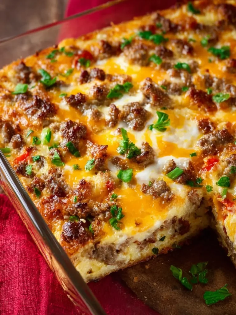 Cheesy Sausage Hash Brown Breakfast Casserole First Image