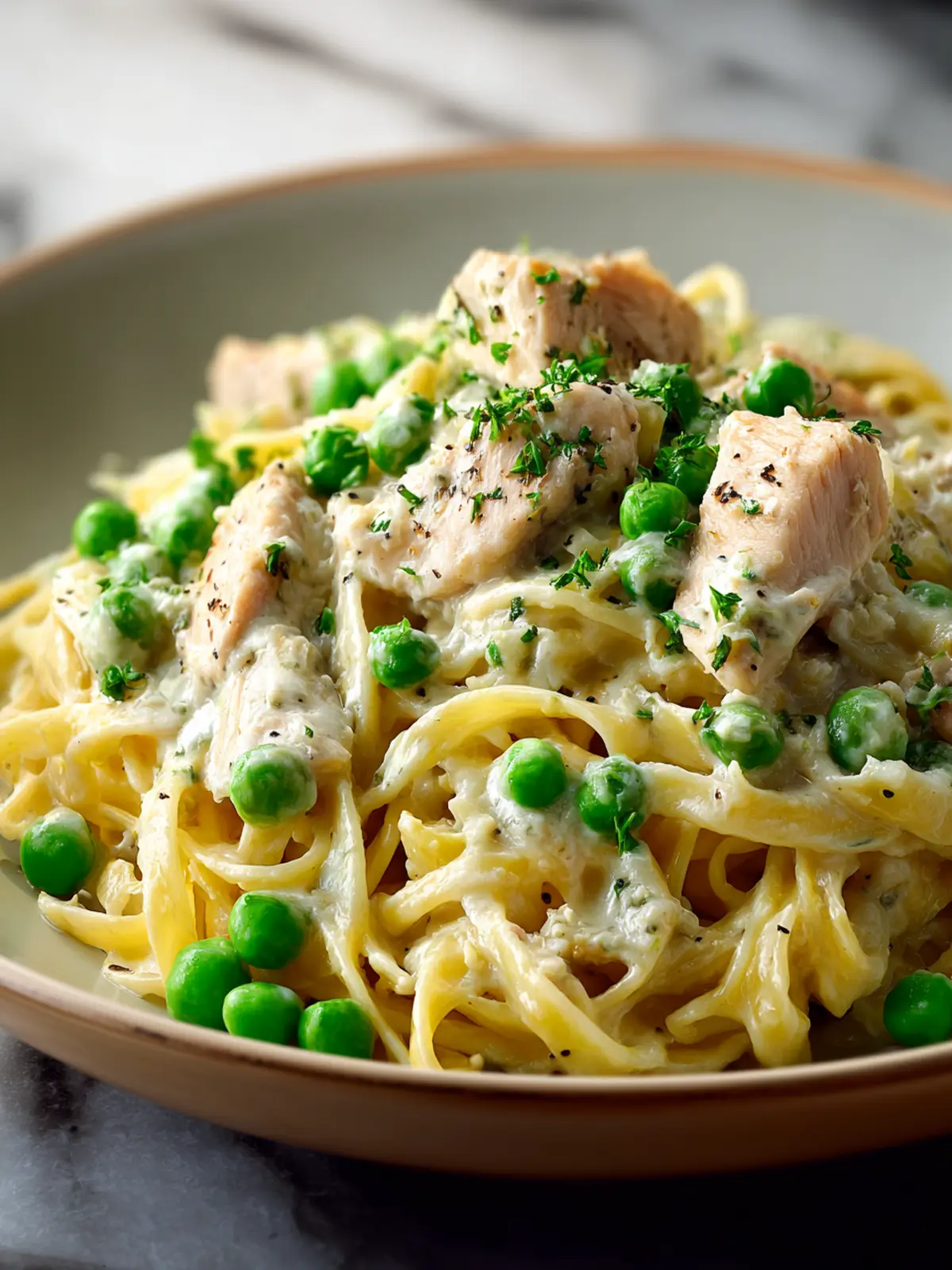 Chicken And Peas Creamy Pasta First Image