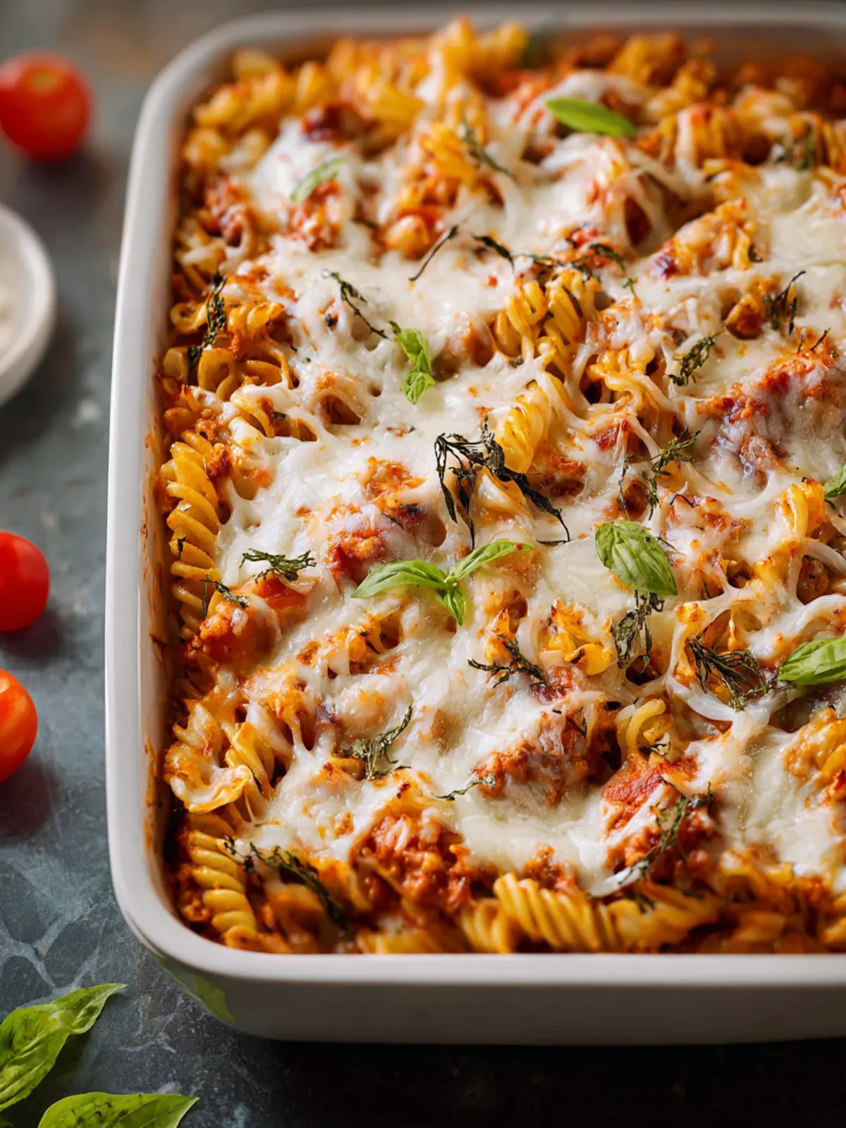 High Protein Turkey Tomato Pasta Bake First Image