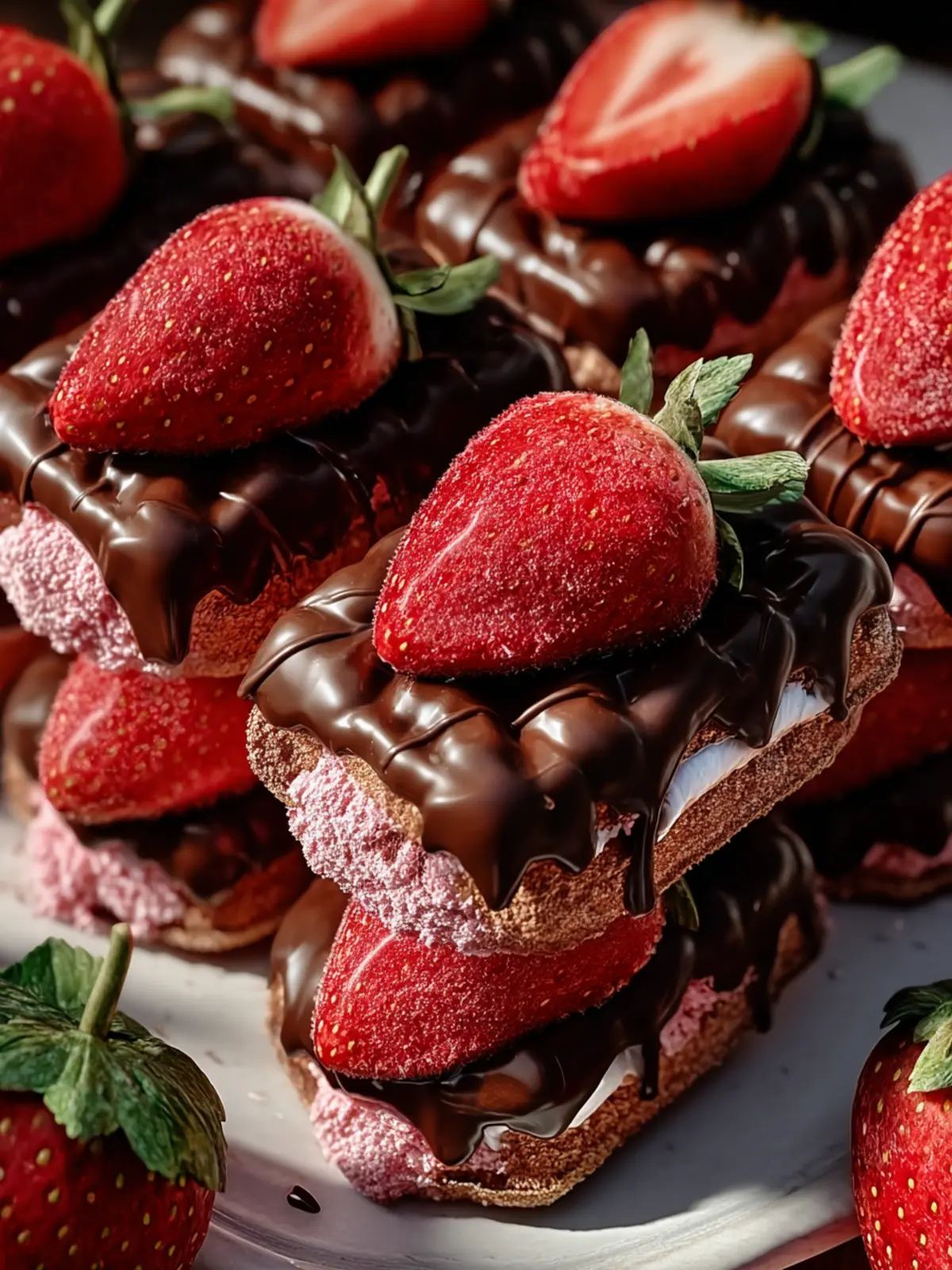 Irresistible Chocolate-Dipped Strawberry Frosted Wafers First Image