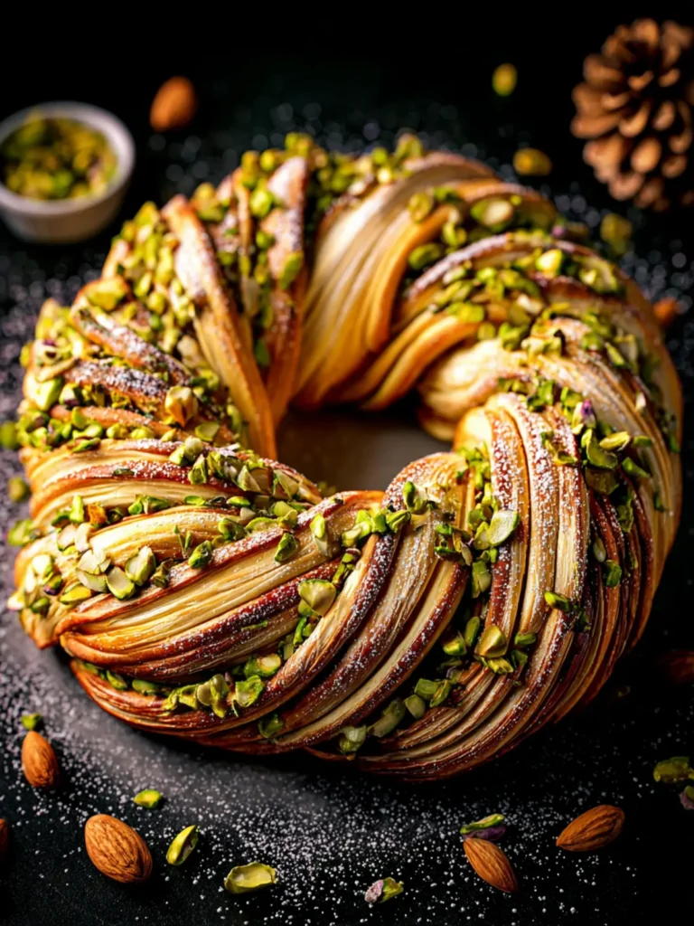 Irresistible Pistachio Almond Sweet Bread Wreath Recipe First Image